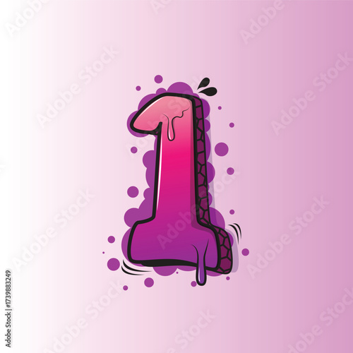 Number 1 graffiti art vector illustration