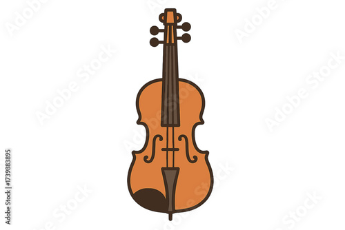 Stylized graphic representation of a classic wooden violin string instrument