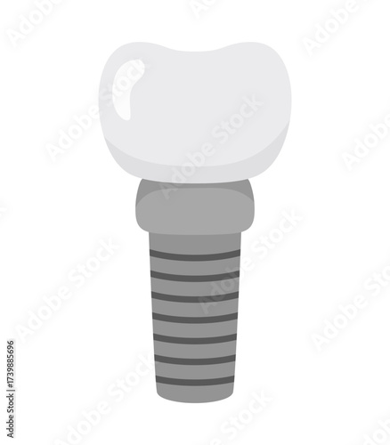 Dental implant cartoon icon illustration in flat style