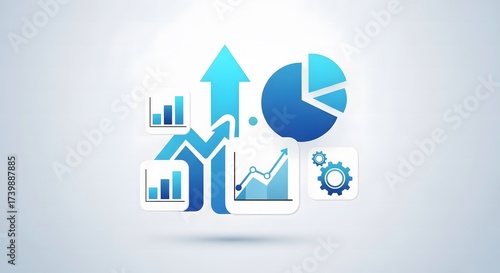 Free Download Financial growth and data analysis with charts, graphs, and upward arrow, isolated on white background - GFXLoad
