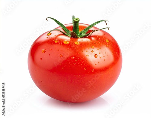 Wallpaper Mural Vibrant Red Tomato Still Life with Water Droplets Isolated on White Background in Bright Studio Lighting Torontodigital.ca