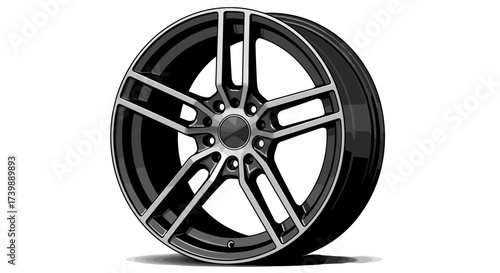 car wheel on white background looks sporty