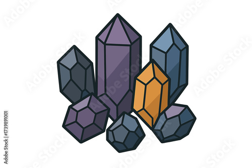 Assortment of mystical healing crystals and raw gems in a decorative arrangement