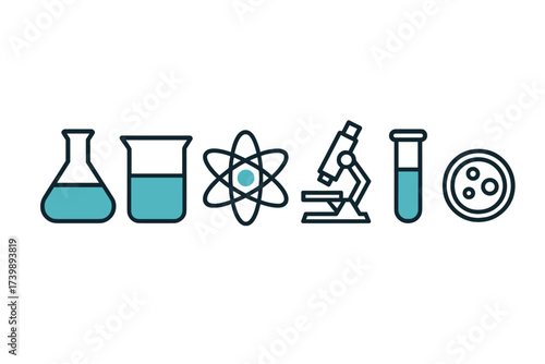 Essential scientific research tools and chemistry laboratory equipment set