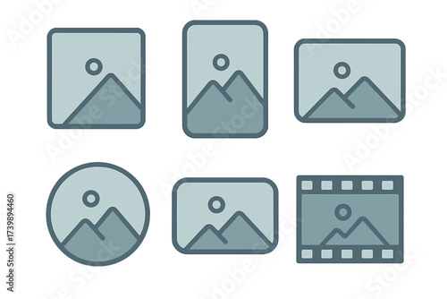 Set of six different image placeholder icons representing various media formats