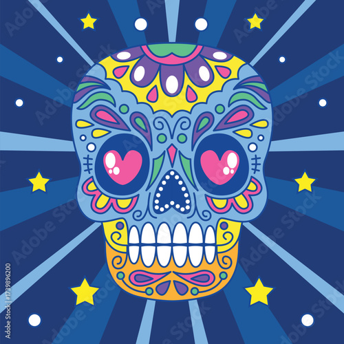 Hand drawn mexican sugar skull vector illustration