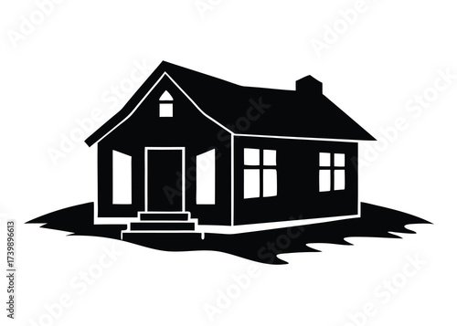 abandoned house silhouette vector icon