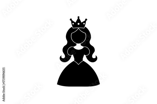 Silhouette of a princess with crown on transparent background