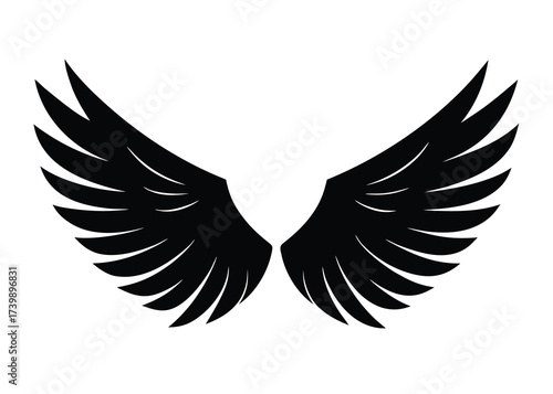 angel wing silhouette vector icon