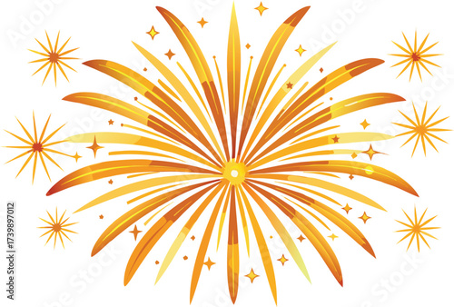 realistic fireworks exploding with golden sparkles.