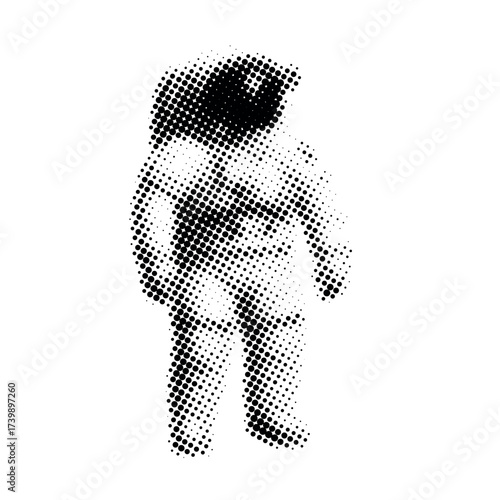 Abstract dot art of astronaut figure in space suit