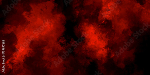 Abstract grunge red and black powder explosion cloud on black background. dark red smoke Like cloud wave effect on black. dark fire flame grunge texture background. toned fiery red sky.