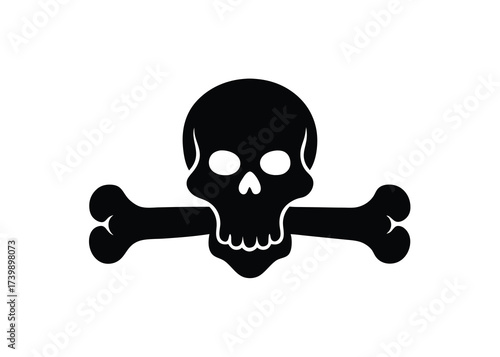 bloody bone skull silhouette vector icon