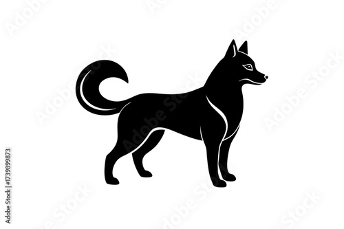 Silhouette of a standing dog art on transparent background