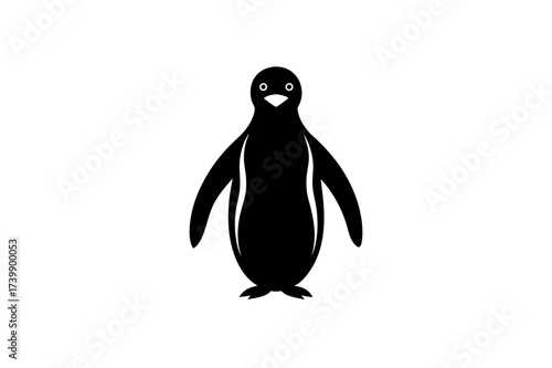 Silhouette of a standing penguin on transparent background