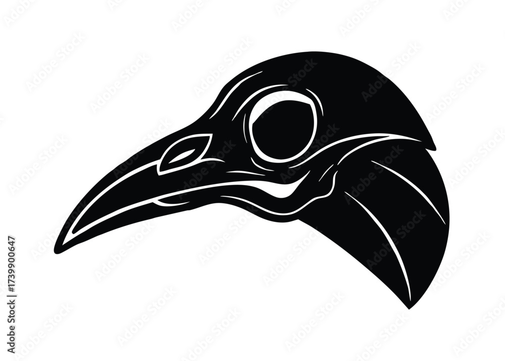 Naklejka premium bloody raven skull silhouette vector icon