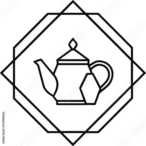 moroccan tea set with geometric frame design 