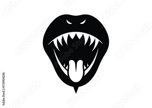 bloody tongue mask silhouette vector icon