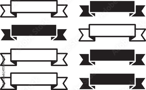 minimalist ribbon banners vector collection black white retro labels editable ai eps png