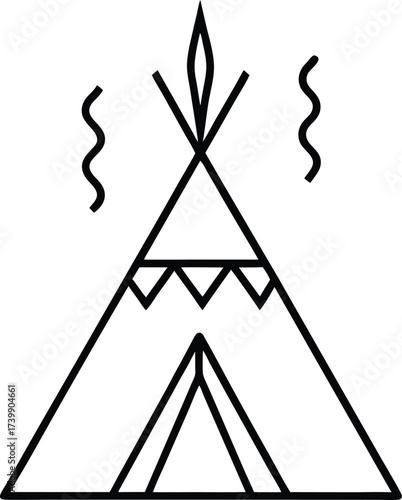 native american teepee camp with zentangle smoke 