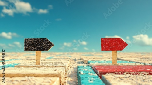 Simple Arrangement of Wooden Building Blocks Representing Unique Shapes and Personal Differences