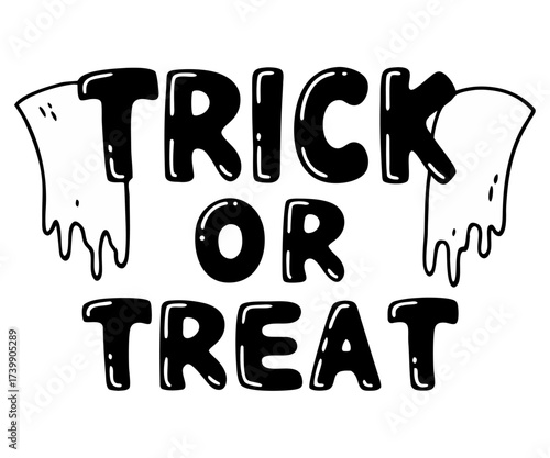 Trick or Treat Halloween Dripping Lettering Vector with Creepy Gothic Font, Horror Typography, Grunge Ink Drips, and Spooky Text Design for Posters, Stickers, T-Shirts, and Party Graphics