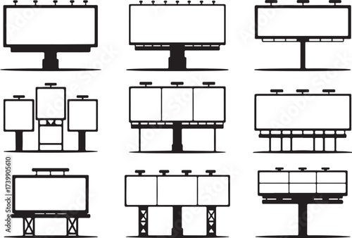 minimalist billboard vector set black and white signage structures for advertising mockups ai eps png jpeg