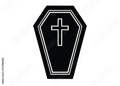 coffin cross silhouette vector icon