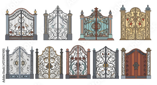 Collection of ornate and decorative vintage gates.