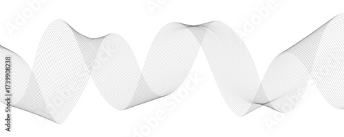 Abstract, digital-style background with series intertwined, flowing waveforms made of smooth, fine aqua blue lines. Vector business Illustration pattern of lines in transparent background.