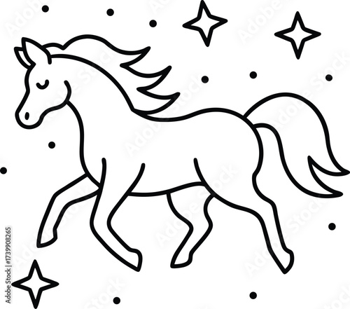 pegasus running through starry night coloring art 
