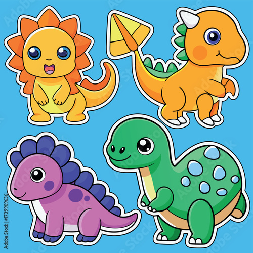 Adorable cartoon dinosaurs set cute playful characters for children's designs and educational materials