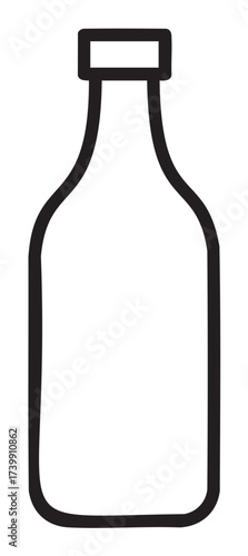 Black outline icon of a simple, classic bottle shape with a narrow neck and a broad base.