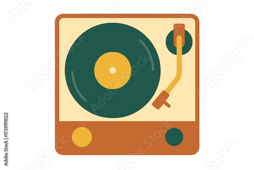 Classic analog turntable playing a vinyl record against a white background