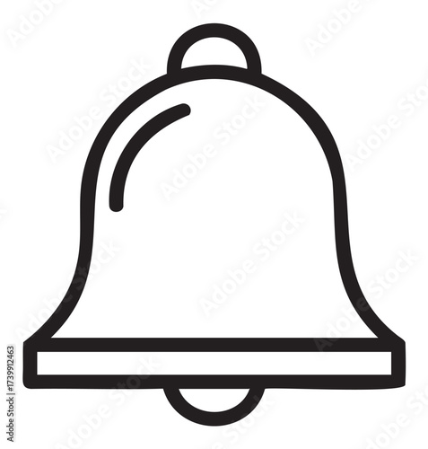 Simple black outline icon of a bell with a classic, rounded silhouette, featuring a prominent clapper and a small loop at the top.