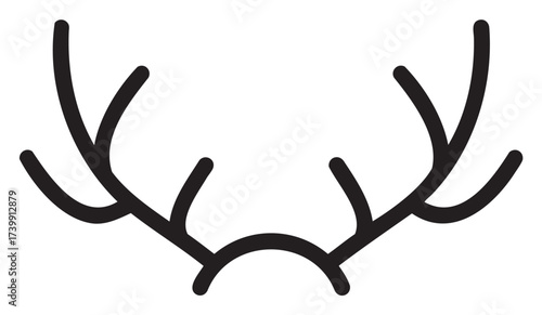 Black outline of a simple antler design with symmetrical branching curves in a minimal style.