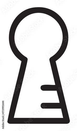 Black outline icon of a simple keyhole with a circular top and elongated body, symbolizing security and access concepts.