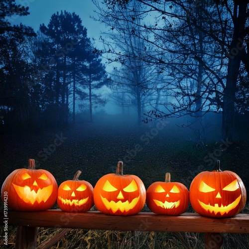 Halloween Pumpkins On A Spooky Night