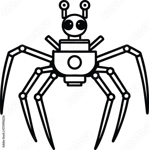 steampunk spider machine coloring illustration vector illustration on transparent background