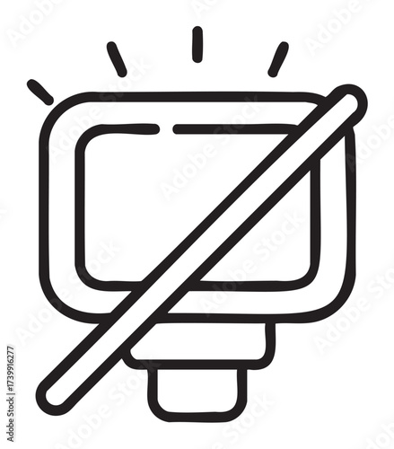 Black outline icon of a crossed-out camera flash, indicating no photography allowed in certain areas.