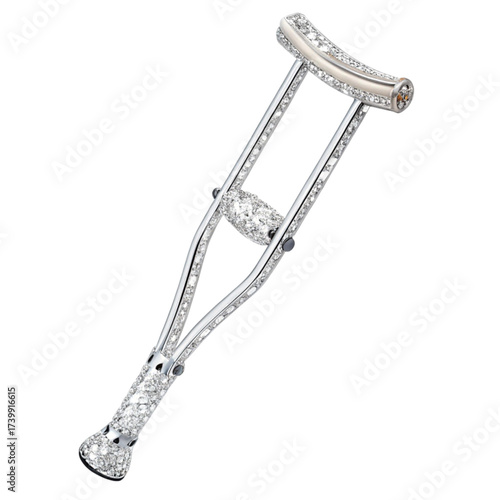 Stunning diamond encrusted crutch, a luxury medical accessory that blends fashion and function, perfect for high-end healthcare or a unique statement piece