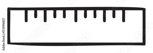 Black outline drawing of a simple rectangular ruler with both inch and centimeter markings on a .