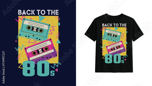 Back to the 80s Retro Cassette Tape T‑Shirt | Neon 1980s Nostalgia Graphic Tee