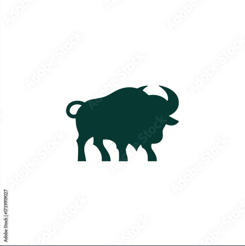 Silhouette Style Vector Bull Logo Icon – Strong Minimalist Black Animal Emblem Design for Sports Teams, Steakhouse Branding, Financial Markets, Gym Logos, and Power Concepts