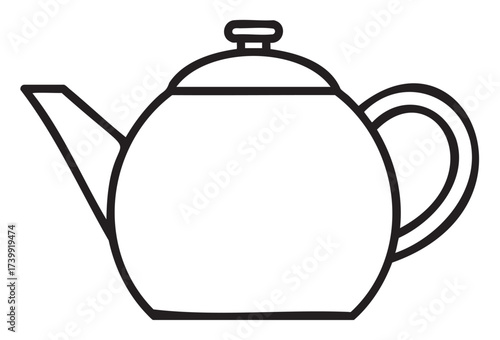Black outline icon of a simple and classic teapot with a long spout and a curved handle, ideal for tea and kitchen themes.