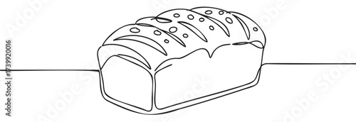 Black outline vector icon of a loaf of bread with curved slashes on top, representing bakery and culinary concepts.