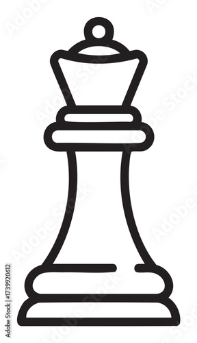 Black outline icon of a chess king piece depicted with a simple and bold line style, representing leadership and strategy.