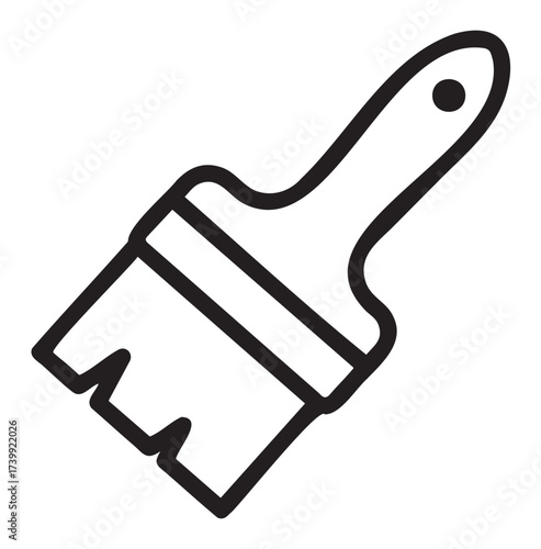 Black outline icon of a simple paintbrush with a short bristle section and a hole in the handle for hanging.