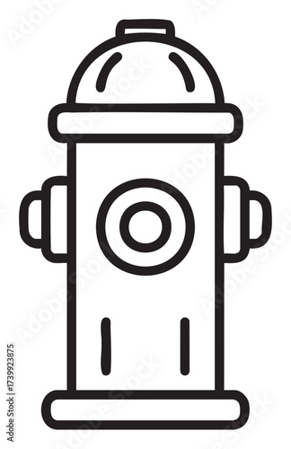 Black outline of a simple fire hydrant with minimalistic features and rounded top, ideal for urban and city utility concepts.