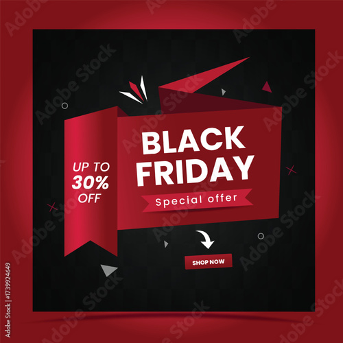 Black Friday Sale Social Media Pack Template Premium Vector with 30% Discount